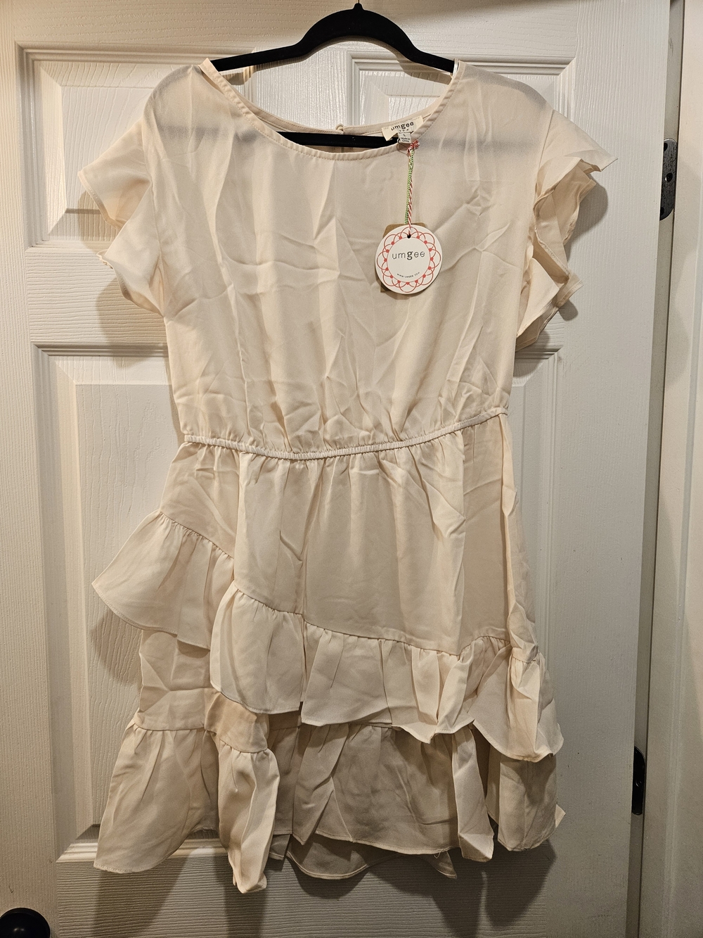 NWT Umgee Cream Tiered Ruffle Midi Dress Size Large